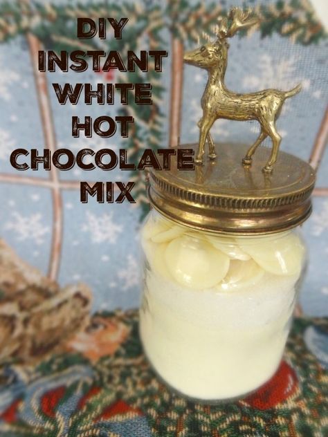 Christmas Gift- White Chocolate Mix White Hot Chocolate Mix Recipe, Warrior Santa, Jar Mixes, Hot Cocoa Mix Recipe, Hot Chocolate Mix Recipe, Gift Jars, Homemade Dry Mixes, Edible Christmas Gifts, White Chocolate Sauce