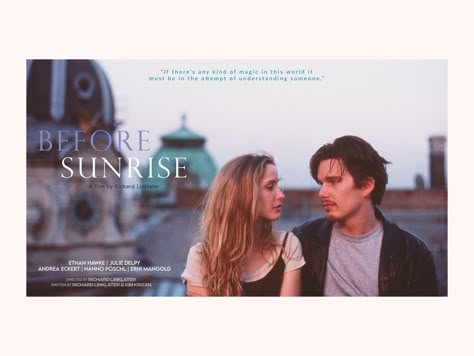 Horizontal Posters Aesthetic, Horizontal Poster Aesthetic, Horizontal Movie Poster, Before Sunrise Aesthetic, Before Sunrise Poster, Before Sunrise Trilogy, Before Trilogy, Julie Delpy, Sunrise Wallpaper