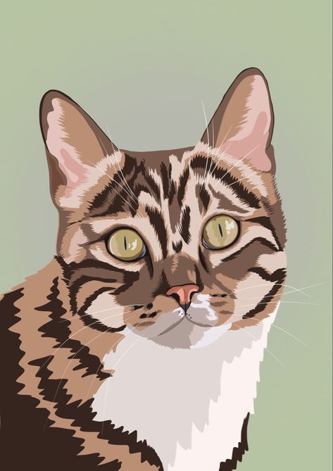 Open for commissions. If you interested - contact me #catportrait #digitalart #petportrait #catportrait Striped Cat Illustration, Cat Pop Art, Modern Cat Art, Royal Pet Portrait, Digital Pet Portrait, Cat Portrait Painting, Pop Art Modern, Wpap Art, Illustration Cat