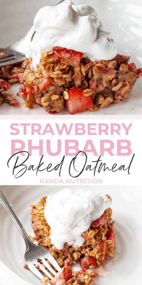 Rhubarb Baked Oatmeal, Healthy Rhubarb Recipes, Strawberry Rhubarb Recipes, Rhubarb Oatmeal, Oatmeal Crisp, Baked Oatmeal Recipe, Rhubarb Desserts, Baked Oatmeal Recipes, Healthy Strawberry