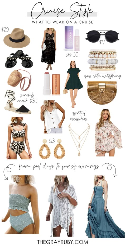 What To Wear On A Cruise - The Gray Ruby Diaries Mexico Cruise Outfits, Carribean Cruise Outfits, Cruise Outfits Bahamas, Plus Size Cruise Outfits, Cruise Ship Outfits, Cruise Outfits Caribbean, Cruise Style, Mexico Vacation Outfits, Cruise Attire