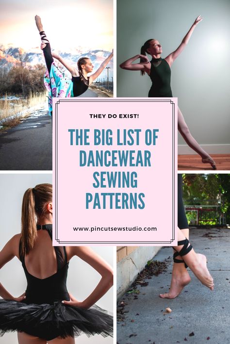 Dancewear Patterns: They DO Exist! Click over to see my big list of dancewear patterns, for ballet to Irish dance and everything in between. — Pin, Cut, Sew Studio. #sewing, #dancewear #leotardpattern #patterns #howtosew How To Sew Dance Costumes, Leotard Pattern Sewing, Dance Costume Patterns Free, Workout Sewing Patterns, Ballet Sewing Patterns, Sewing Workout Clothes, Dance Leotard Pattern, Diy Leotard Pattern, Dancewear Sewing Patterns