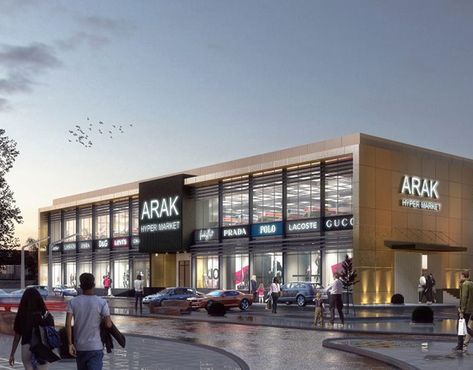 Ahmed Medhat on Behance Shopping Plaza Design, Shopping Complex Design, Shops Elevation, Supermarket Exterior, Shops Exterior, Mall Outside, Commercial Building Exterior, Market Exterior, Shopping Center Architecture