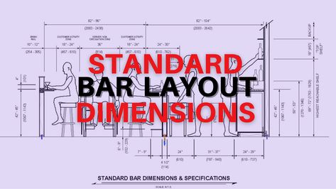 Bar Layout Design Floor Plans, Bar Dimensions Design Plan, Bar Dimensions Design, Bar Equipment Layout, Commercial Bar Design Ideas, Commercial Bar Layout, Bar Room Design, Bar Layout, Floor Plan With Dimensions