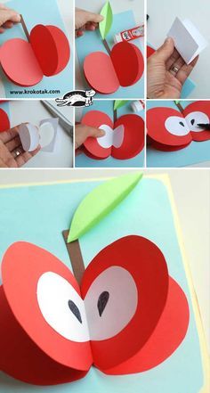 3D Paper FRUITS A For Apple Craft Preschool, Pom Pom Classroom Decor, Paper Fruit, Fruit Crafts, Apple Activities, Apple Craft, Children Activities, Apple Decorations, 카드 디자인