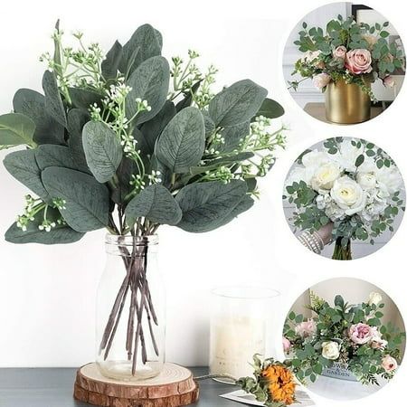 Diy Floral Arrangements Wedding, Faux Greenery Decor, Floral Bouquets Wedding, Branches Diy, Table Centerpiece Decorations, Greenery Decor, Feuille Eucalyptus, Holiday Greenery, Eucalyptus Branches