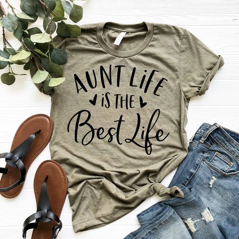 Aunt Life is the Best Life - Aunt Shirt, Gift for Auntie TShirt, Funny Aunt Tee Shop with Confidence! We are a 5-Star Rated Shop operating since 2015! Price is Per Shirt- here's how to order: 1. Select your shirt design, color & size in the drop down menu. 2. Click Add to Cart, then go back and repeat for each shirt. SIZING: * Tees are Unisex, classic fit. Please refer to size chart in listing photos for details. * Easy measuring tip: Take your favorite shirt, lay it on a flat surface and measur Auntie Things, Aunt Tshirt, Cold Sweatshirt, Kids Valentines Shirts, Baby Aunt, Cool Aunt, Aunt Shirt, Aunt T Shirts, Aunt Life