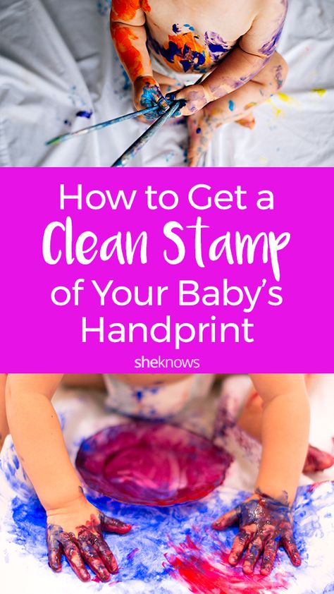 These 7 steps will help you get a perfect stamp of your baby's tiny hands, without the huge mess Baby Hand Print Crafts, Baby Hand Print Art, Baby Hand And Foot Prints Crafts, Baby Handprint Ideas, Baby Feet Painting Ideas, Foot Print Art, Baby Hand And Foot Prints, Baby Footprint Crafts