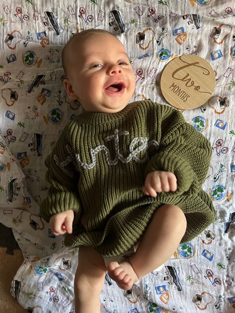 Newborn Oversized Sweater, Newborn Embroidered Sweater, Sweater Milestone Pictures, Monthly Milestone Pictures, Lil Nugget, Name Sweater, Baby 12 Months, Baby Milestones Pictures, Mom Things