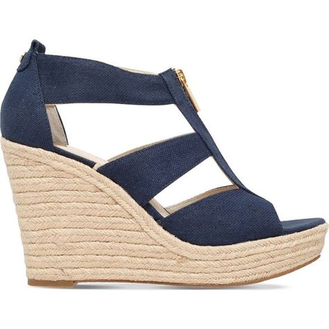 MICHAEL MICHAEL KORS Damita denim wedge sandals ($160) ❤ liked on Polyvore featuring shoes, sandals, navy, navy high heel sandals, wedges shoes, navy blue sandals, open toe sandals and navy wedge sandals Navy Blue High Heels, Navy Wedge Sandals, Denim Wedges, Blue Wedge Heels, Navy High Heels, Blue Wedge Sandals, Navy Blue Sandals, Michael Kors Wedges, Navy Blue Shoes