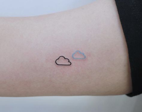 Word Tattoos On Arm, Aurora Tattoo, Clouds Tattoo, Meaningful Word Tattoos, Sky Tattoos, Small Girly Tattoos, Airplane Tattoos, Rainbow Tattoos, Pretty Hand Tattoos