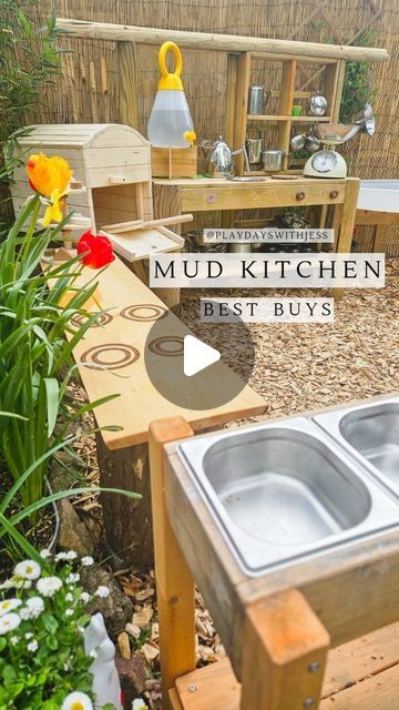 Mud Kitchen And Sandpit, Nursery Mud Kitchen Ideas, Mud Kitchen Area Ideas, Sandpit Mud Kitchen, Mud Kitchen Play Area, Sandbox Mud Kitchen, Diy Kid Mud Kitchen, Covered Mud Kitchen, Repurposed Mud Kitchen