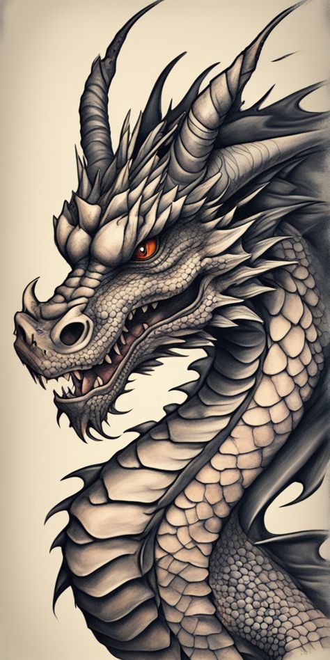 Viserion Dragon Art, Dragon Drawing Sketches Realistic, Dragon Drawing Color, Dragon Head Tattoo Design, Dragon Scales Drawing, Dragon Painting Acrylic Easy, Dragon Ink Drawing, Realistic Dragon Drawing, Cool Dragon Drawings