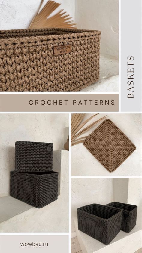 Crochet Pattern Basket Large Rectangular Basket PDF Pattern Rectangular Basket Crochet, Crochet Rectangular Basket Pattern Free, Crochet Rectangular Basket, Crochet Square Basket Free Pattern, Crochet Square Baskets, Home Decor Crochet Patterns Free, Square Crochet Basket Pattern Free, Crochet Square Basket Pattern Free, Large Crochet Basket Pattern Free