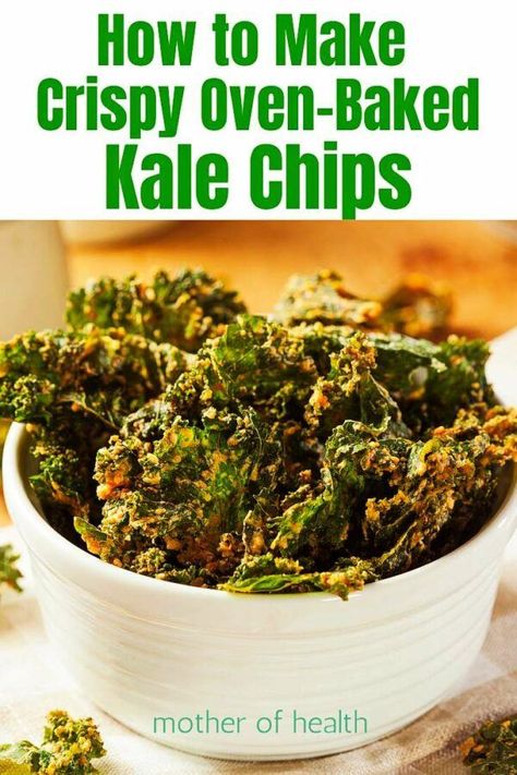 How to Make Crispy Oven Baked Kale Chips | Mother Of Health Baked Kale Chips, Chocolate Protein Shake, Kale Chips Baked, Baked Kale, Kale Chip Recipes, Healthy Snack Options, Kale Recipes, Kale Chips, Protein Shake