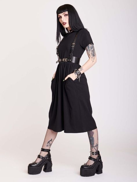 Unique Summer Gothic Outfit Ideas 2024: Embrace Dark Elegance & Style Goth Dress Casual, Batwing Dress Outfit, Goth Looks Outfits, Gothic Work Outfit, Adult Goth Fashion, Dark Witch Aesthetic Outfit, Goth Dress Outfit, Chic Goth Outfits, Casual Goth Outfits Summer