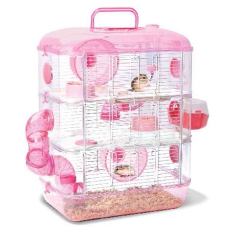 Jolly 3 Storey Crystal Hamster Cage in Pink | www.nekojam.com Kawaii Hamster Cage, Pink Hamster Cage, Fancy Hamster, Diy Hamster Cage, Cool Hamster Cages, Hamster Stuff, Hamster Accessories, Paddle Pop, Hamster Habitat