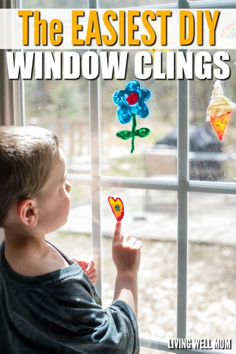 The Easiest DIY Window Clings for Kids - Living Well Mom Diy Window Clings, Sand Crafts, Puffy Paint, Diy Window, Camping Crafts, Paper Crafts For Kids, Window Clings, Living Well, Arts And Crafts For Kids