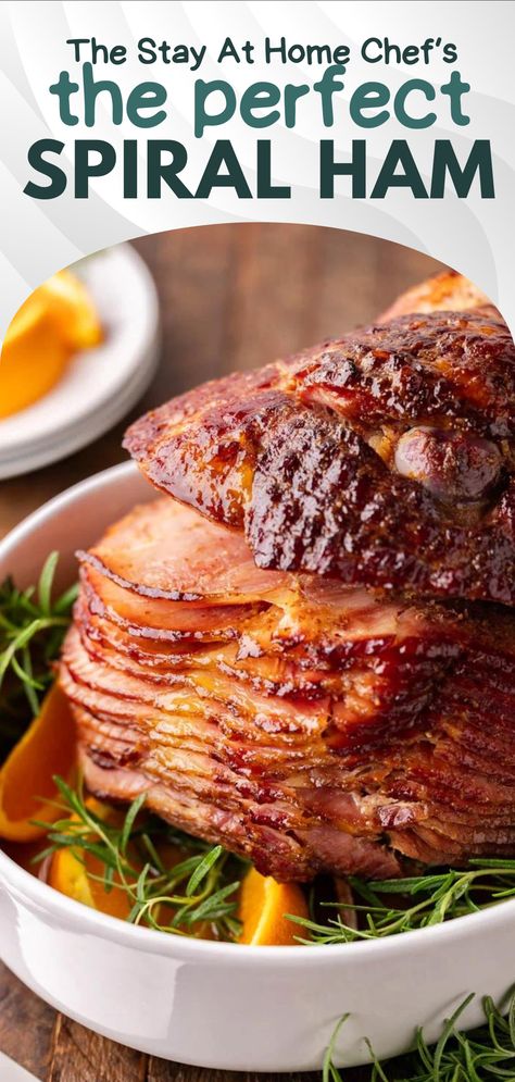 A spiral cut ham in a ceramic roasting pan. Ham In Coke, Coke Ham, Coca Cola Ham, Cola Ham, Coke Recipes, Ham Recipes Baked, Southern Thanksgiving, Ham Glaze Recipe, Crockpot Ham