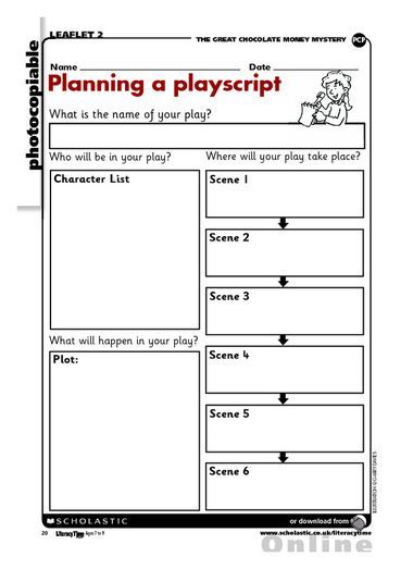 Planning a play script PLANNING A PLAYSCRIPT  The students are grouped into 4. They will plan their play using this play script template. Later, they will use this plan to make their original play script.  Rubric for grading: Name of play 1 pt Scene 1-6        6 pts Character list   4 pts Plot triangle     4 pts Total                 15 pts Writing A Play Script, Drama Classroom, Script Template, Theatre Classroom, Play Script, Character List, Drama Activities, Teaching Theatre, Drama Education