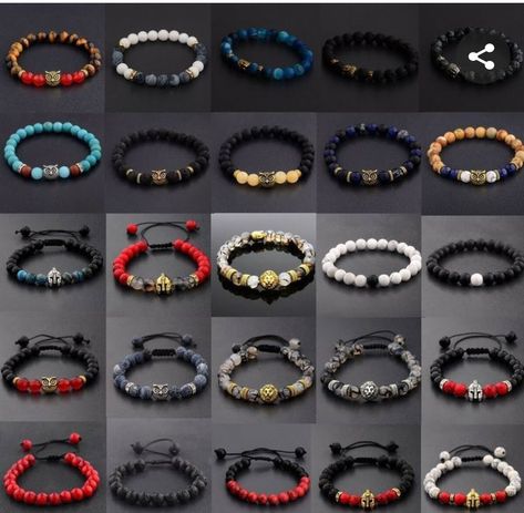 Bracelets With Beads, Lion Jewelry, Bracelets Charm, Gelang Manik-manik, Pola Gelang, Gelang Manik, Beads Bracelet Design, Beads Bracelets, Mens Beaded Bracelets