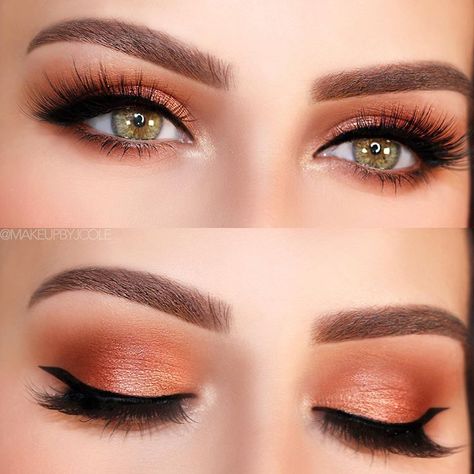 Eyeshadow Makeup Ideas, Deep Set Eyes Makeup, Eyeliner And Eyeshadow, The Best Eyeliner, Transitional Glam, Bright Eye Makeup, Makeup Looks For Green Eyes, Deep Set Eyes, Wedding Makeup For Brown Eyes