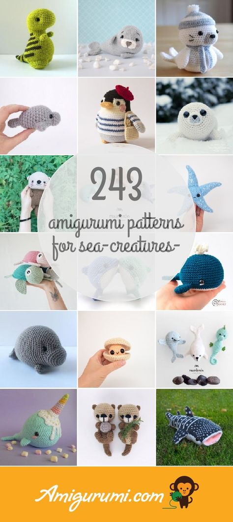 Ocean Baby Mobile Crochet Pattern, Amigurumi Free Pattern Sea Creatures, Crochet Sea Creatures Patterns, Crochet Patterns Sea Creatures, Crochet Amigurumi Free Patterns Sea Animals, Under The Sea Crochet Patterns, Sea Crochet Pattern Free, Crochet Amigurumi Sea Creatures, Crochet Mini Sea Creatures Free Patterns