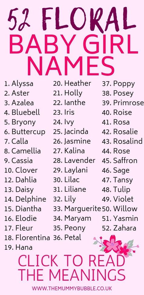 Flower Girl Names, Flower Names For Girls, List Of Girls Names, Middle Names For Girls, Unique Girl Names, Middle Names