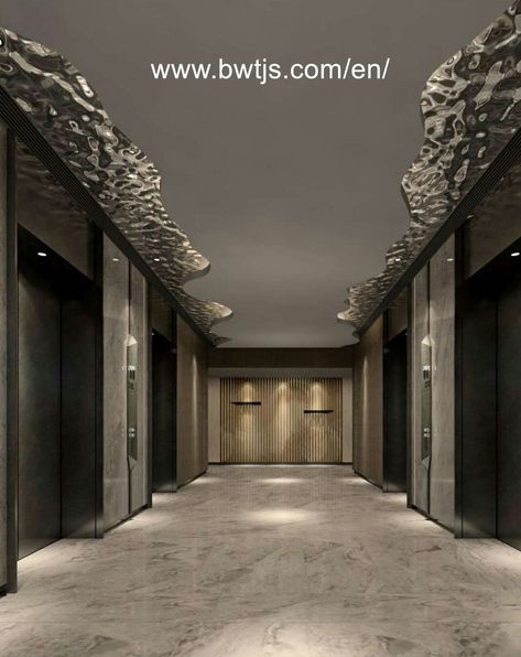 Water Ceiling Design, Water Ripple Ceiling, Water Ceiling, Stone Ceiling, Wave Ceiling, Elevator Lobby Design, Architecture Ceiling, Lift Lobby, Elevator Lobby