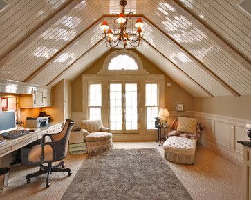 Finished attic. Bonus room + music studio Casa Garage, Secret Passage, Attic Makeover, Attic Office, Attic Renovation Ideas, Traditional Home Office, Kids Room Ideas, Finished Attic, Attic Loft