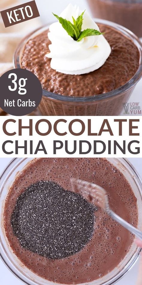 Jul 3, 2020 - This easy low-carb chocolate chia seed pudding recipe is so easy to prepare. It's a simple and healthy dessert that can be made in minutes. Chocolate Coconut Chia Seed Pudding, Chia Seed Pudding Without Maple Syrup, Chocolate Chip Chia Pudding, Cocoa Chia Seed Pudding, Gc Control Melaleuca Recipes, Low Calorie Chia Pudding, Over Night Chia Pudding, Chia Pudding Chocolate, Keto Chia Seed Pudding