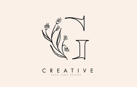 Black Outline G letter logo design with black flowers vector illustration. Letter G Tattoo, G Letter Logo, G Logo Design, Hh Logo, G Tattoo, G Letter, Instagram Branding Design, Graphic Design Jobs, Logo Desing