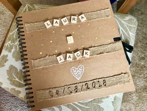 Scrapbook Cover Anniversary, Couple Scrapbook Front Cover, Scrapbook Front Cover Ideas For Boyfriend, Best Friend Scrapbook Cover, Letter Scrapbook For Bride, Anniversary Book Cover, Photo Album Front Cover Ideas, Memory Book Front Cover Ideas, Scrapbook Ideas For Couples Front Cover