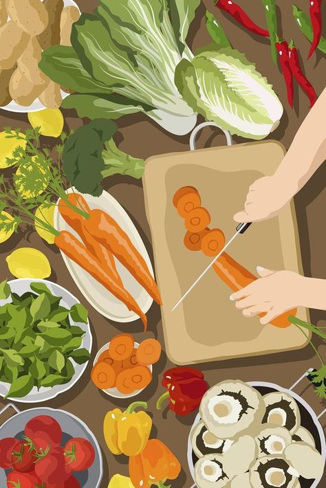 Healthy Foods Aesthetic Background, Croquis, Cooking Background Design Aesthetic, Vegetarian Cooking Aesthetic, Nutrients Aesthetic, Food Illustrations Aesthetic, Vegetarian Aesthetic Wallpaper, Vegetable Background Design, Healthy Food Background Wallpapers