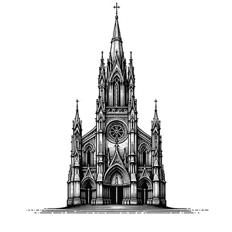 St Basils Cathedral Drawing, Burning Cathedral Tattoo, Cathedral Chest Tattoo, Gothic Building Tattoo, Gothic Architecture Drawing Sketch, Gothic Cathedral Drawing, Gothic Church Drawing, Cathedral Tattoos, Cathedral Tattoo Design