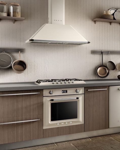 Cream kitchen inspiration! These are the Smeg Victoria line appliances- on display is Cortina hood, hob, oven, and standing cooker. Inspired by Smeg’s very first ‘Elisabeth’ cooker produced in 1948, the Victoria range perfectly captures the essence of timeless classic design and exclusive aesthetics. Click the link in our bio for more inquiries! #AtHomeWithSmeg #smeg #smegid #smeglover #SmegWishlist Cream Kitchen Inspiration, Smeg Victoria, Smeg Oven, Kitchen Revamp, Cream Kitchen, Extractor Fans, Electric Oven, Kitchen Inspirations, Timeless Classic