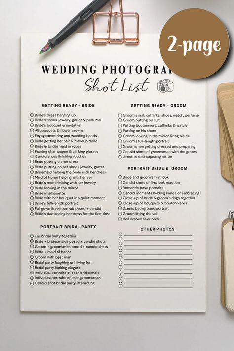 Wedding Photo Checklist, Photographer Shot List Wedding Photography Guide List, Photo Shoot Timeline Template - Etsy Philippines Order Of Photography For Wedding, Photo Checklist For Wedding, Wedding Must Have Photos List, List Of Photos To Take On Wedding Day, Wedding Photo Shoot List, Wedding Photography Questionnaire, Photography List For Wedding, Small Wedding Checklist Real Simple, Photography Shot List Wedding