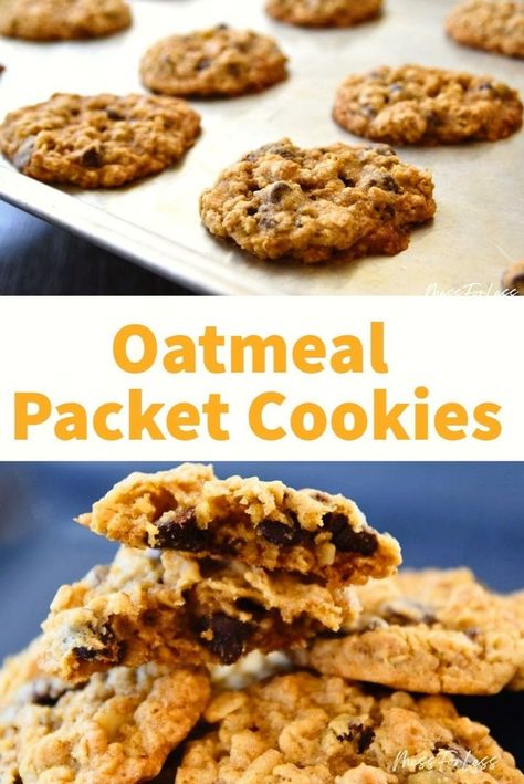 The ultimate flavor combo! These oatmeal packet cookies are packed with chocolate chips and walnuts. Get the recipe and indulge! Oatmeal Packet Cookies, Instant Oatmeal Cookies, Blueberry Oatmeal Cookies, Instant Oatmeal Packets, Oatmeal Chocolate Chip Cookie Recipe, Oatmeal Cookie Bars, Oatmeal Cookies Easy, Oatmeal Packets, Easy Oatmeal