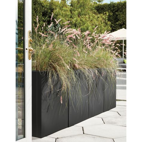 Room & Board | Terrace Rectangular Planters Rectangle Planters, Outdoor Terrace, Rectangular Planters, Steel Planters, Furniture Room, Landscaping Supplies, Patio Interior, Modern Planters, Modern Outdoor Furniture