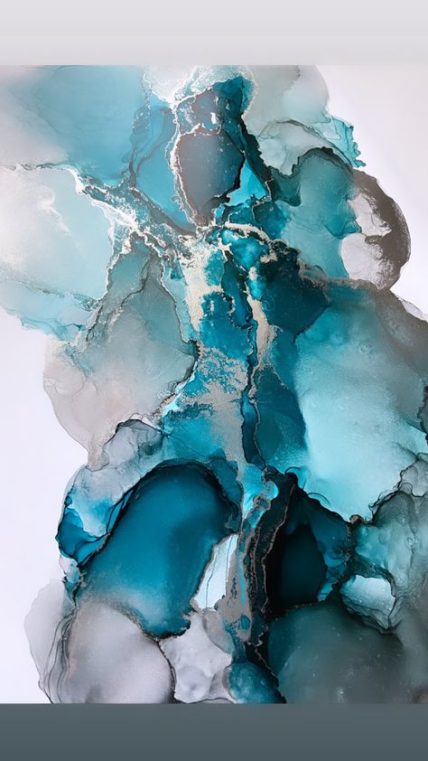 Teal Artwork, Marble Iphone Wallpaper, Teal And Silver, Decoupage Printables, Teal Art, Alcohol Ink Crafts, Resin Art Painting, Abstract Art Inspiration, Alcohol Ink Painting