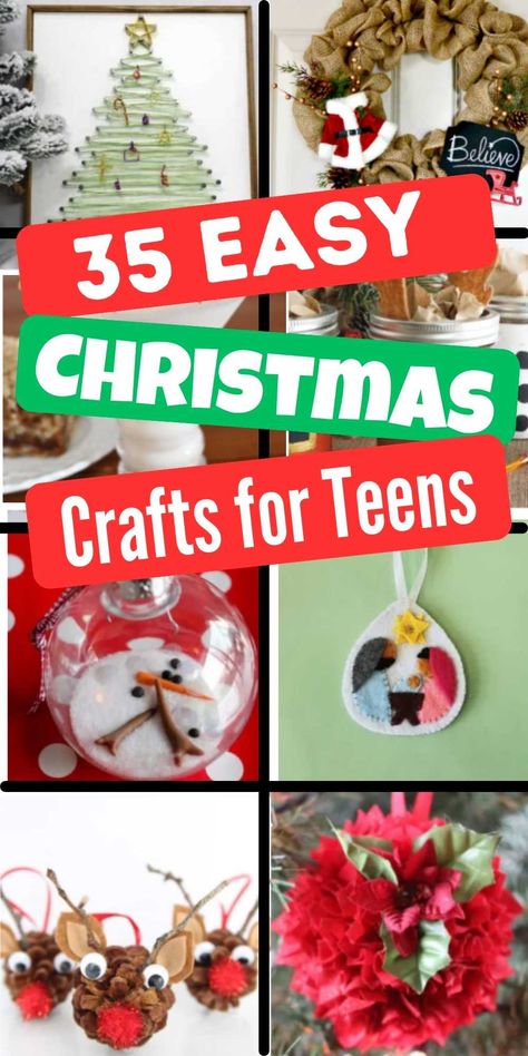 Christmas Crafts for Teens - 35 Festive and Easy Crafts Trendy Christmas Crafts, Easy Christmas Crafts Gifts, Easy Handmade Ornaments Christmas, Diy Kid Crafts For Christmas, Christmas Crafts Ages 8-12, Easy Kids Xmas Crafts, Christmas Crafts For Fifth Graders, Christmas Crafts For 4th Grade, Christmas Party Ornament Making