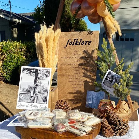 Folklore Aesthetic Birthday, Folklore Aesthetic Party, Taylor Swift Birthday Party Ideas Evermore, Folklore Birthday Theme, Folklore Themed Birthday Party, Folklore Party Ideas, Evermore Themed Party, Evermore Birthday Party, Taylor Swift Themed Sweet 16