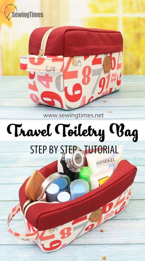 DIY Travel Toiletry Bag | How to make a Dopp Kit Tutorial [sewingtimes] Diy Toiletry Travel Bag, Sewing Projects Cross Body Bag, Men's Toiletry Bag Pattern, Sewing Toiletry Bag Patterns, Large Toiletry Bag Sewing Pattern, Sew A Toiletry Bag, Toiletry Bag Tutorial, Mens Toiletry Bag Pattern Free, Cosmetic Bags To Sew