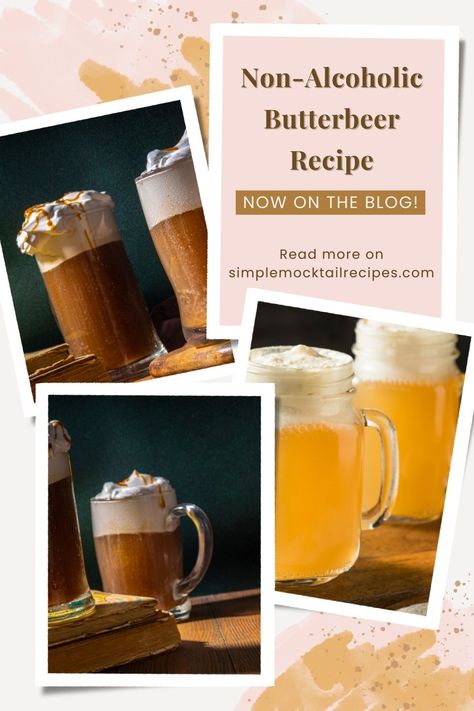 Step into the enchanting world of Harry Potter without leaving the comfort of your own home with our captivating, Non-Alcoholic Butterbeer recipe. | How to Make Butter Beer Non Alcoholic | Non Alcoholic Butter Beer Recipe Easy | Harry Potter Butter Beer Recipe Non Alcoholic Alcoholic Butter Beer Recipe, Alcoholic Butter Beer, Butterbeer Recipe Alcoholic, Butter Beer Recipe, Simple Mocktail, Alcoholic Butterbeer, Butter Beer Recipe Harry Potter, Butterscotch Syrup, Harry Potter Butter Beer