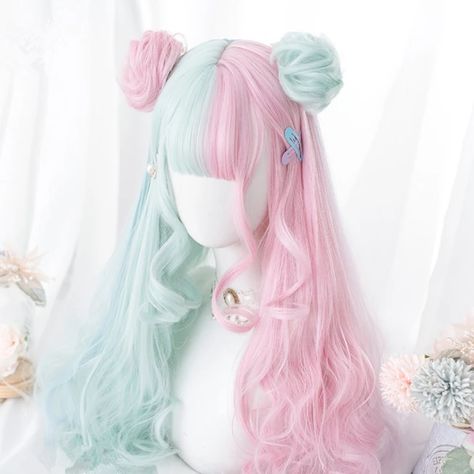 Macaron Lolita long curly hair YV42441 | Youvimi Pretty Wigs, Harajuku Pink, Hair References, Kawaii Wigs, Halloween Fest, Výtvarné Reference, Anime Wigs, Kawaii Hairstyles, Cosplay Hair