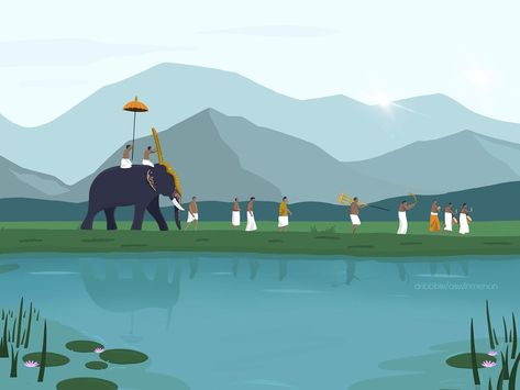 Discovering Kerala by Aswin Menon | Dribbble Kerala Culture Art, Kerala Illustration Art, Kerala Culture Illustration, Kerala Piravi Creative Poster, Kerala Illustration, Onam Decor, Kerala Drawing, Kerala Culture, Kerala Art