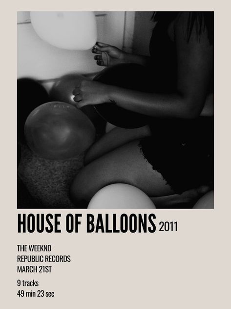 The House Of Balloons, House Of Balloons The Weeknd, The Weeknd Birthday, The Weeknd Albums, Polaroid Album, Aesthetic Polaroid, Sweet Sixteen Birthday Party Ideas, The Weeknd Poster, Printable Wall Collage