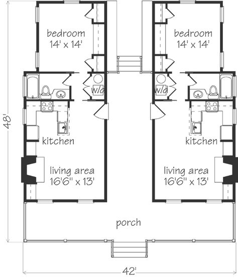 Dog Trot House Plans Layout, Dogtrot House Plans Layout, Duplex Tiny House, Two Houses In One, Dogtrot House Plans, Dog Trot House Plans, Dog Trot House, Dog House Plan, Duplex Floor Plans