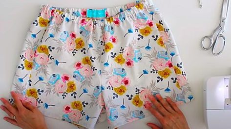 Pajamas Shorts Pattern, Stitch Shorts, Shorts Pattern Free, Shorts Pattern Women, Melly Sews, Daisy Stitch, Cotton Pajama Shorts, Lazy Daisy Stitch, Shorts Pattern