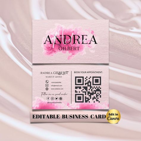 Pin on Business Card TEMPLATES Lipgloss Business Cards, Lipgloss Business Cards Ideas, Pink Visiting Card, Business Card Ideas For Estheticians, Etsy Buissness Card, Nail Cards Business Design, Make Up Business Cards, Nail Business Cards Design, Beauty Card Design